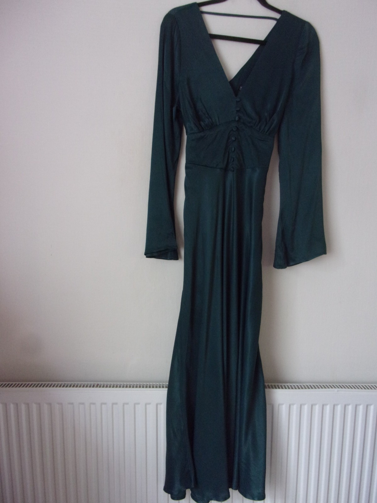 New Nobody’s Child Forest Green Satin Stella Midi Dress Size: UK 10 RRP: £110