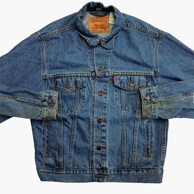 Levi s Jacket Mens Medium Blue Trucker  Denim Washed Rugged 70507 