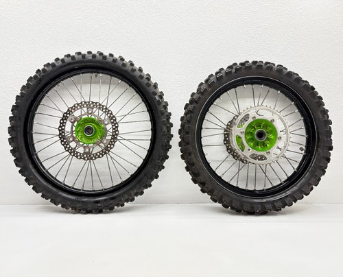 Excel Wheel Set 21/19 Inch Black Green Hub Fits Kawasaki KX Rim Sprocket Tire✅