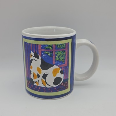 Cat Coffee Mug Calico Gerrica Connolly Cypress Point Trading Company VTG 1992
