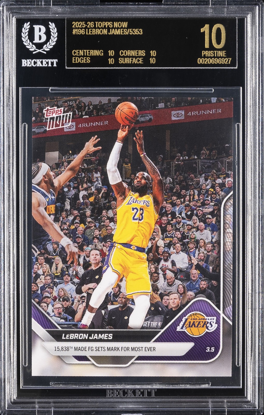 2026 TOPPS NOW #196 LEBRON JAMES BGS 10 BLACK LABEL view 1