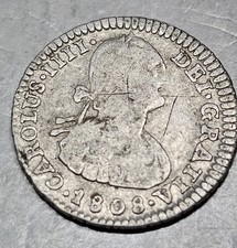 Moneda de plata .896 1808-PJ 1 Real Bolivia Carlos IV Potosí Como Nueva Buen Estado