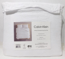 NWT Calvin Klein Oversized King Duvet Set Seersucker White