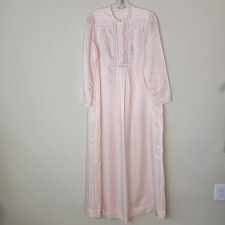 Vintage Christian Dior 70s Lingerie Nightgown Satin Pink Lace Womens Large