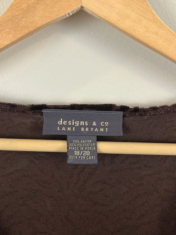 Cárdigan Lane Bryant Talla 18/20 Terciopelo Burnout Marrón Chocolate Whimsey Goth Foto 3 de 4