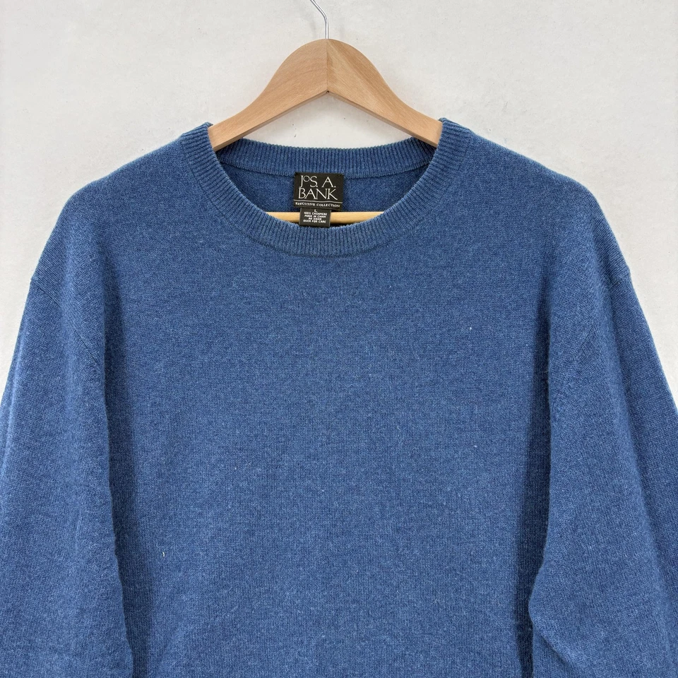 Jos A Bank Sweater Mens Large Blue 100% Cashmere Crewneck Pullover Knit Luxury - Image 2 of 4