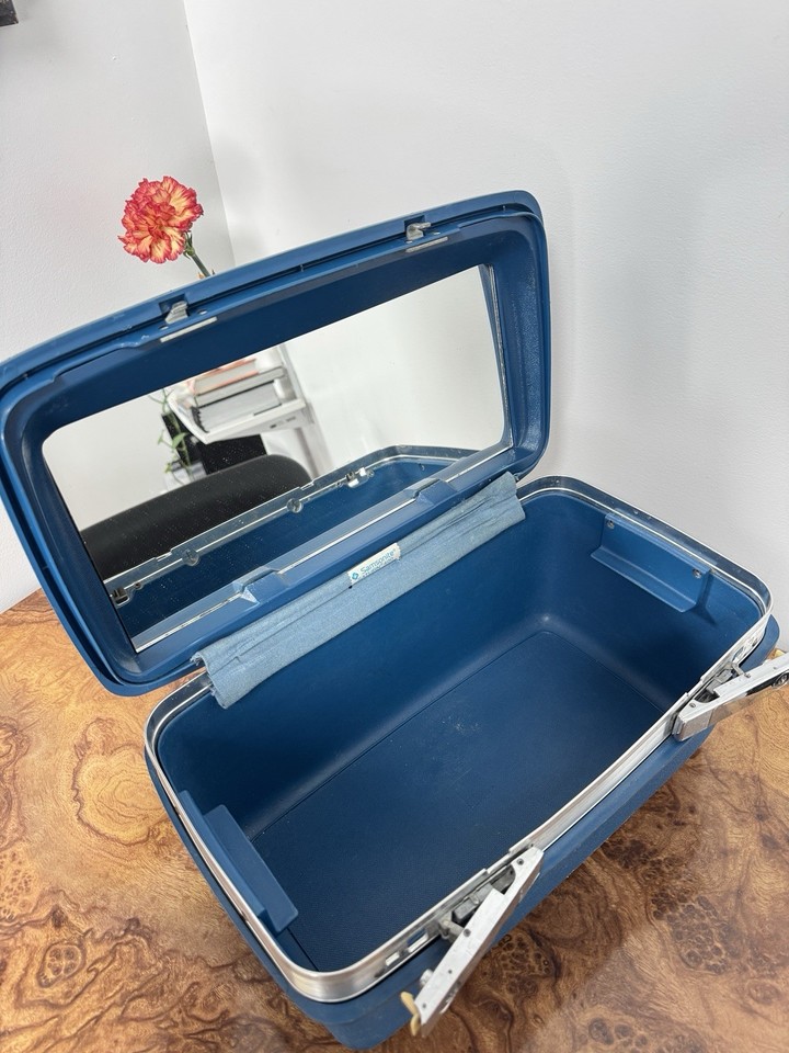 urecity Vanity Case Rigide Femme Beauty Case Mallette Rangement Maquillage Makeup Case de Voyage Boite (M, Bleu
