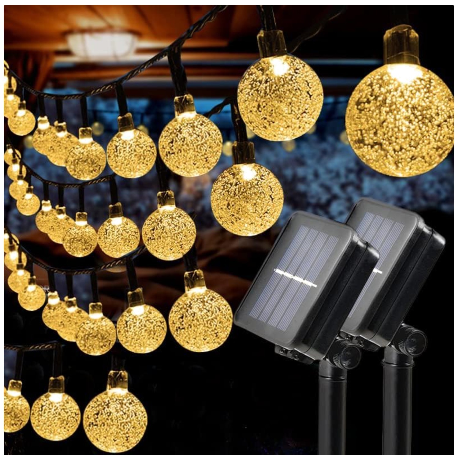 40ft Waterproof Solar LED String Lights - 60 Bulbs for Garden & Outdoor Decor