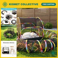 2-in-1 Outdoor Cat Enclosure Catio with Pop-Up Tunnel for Indoor Cats Kittens