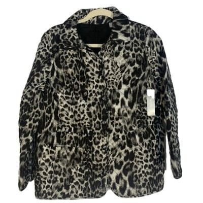 Chico s Snow Leopard Print Jacket NWT Size 1P or US 8