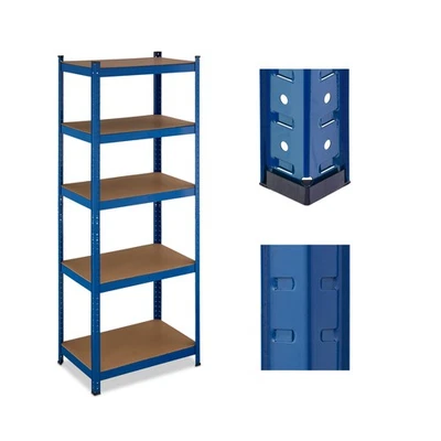 Etagere charge lourde rayonnage robuste meuble de rangement 5 étagères bleu - Photo 1/4
