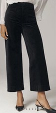 NWT Anthropologie Maeve Colette Velvet Wide-Leg Pants Trousers Crop Black Sz 28