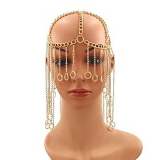 Hot Face Mask Chain Boho Tassel Metal Mask Chain for Face Veil Headwear Party