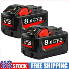2PACK For Milwaukee M18 Lithium 8.0 AH Extended Capacity Battery 48-11-1860 18V