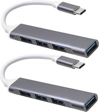 2 USB C to USB 3.0 Hubs 4 Ports with Type C Adapter Compatible for iPad Pro iMac