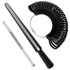 Ring Sizer Measuring Tool Set, Reusable Black Mandrel, Black Guage, White Blet
