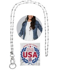Stainless Steel Chain Lanyard 34" Nurse Teacher ID Badge Card Holder Keys Non