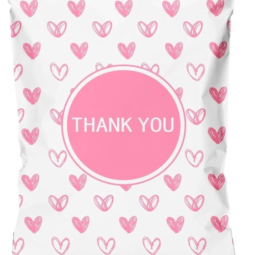 8pcs Pink Heart 14.5x19 Thank You Poly mailers