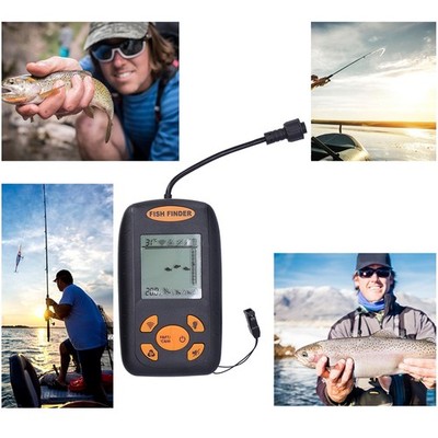 Fish Finder Wireless LCD Visual Handheld Sounder Alarm Fishing Transducer Fo SET