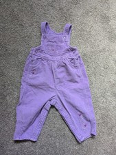 Vintage Oshkosh Overalls Baby Girl Purple Velvet Sz 24 Months Floral Embroidery
