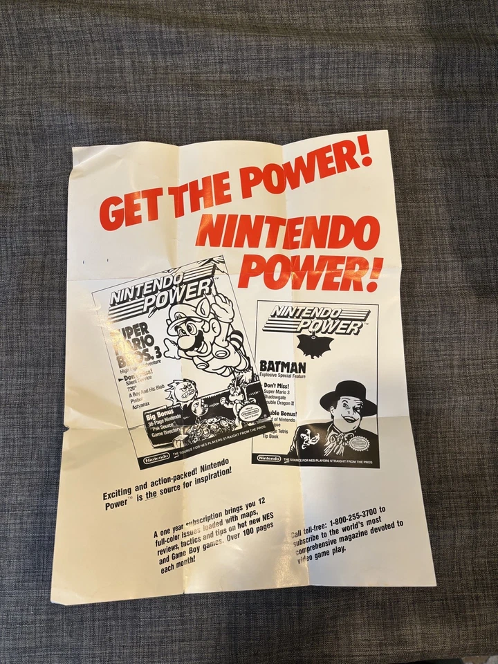 Cartel vintage 1989 Nintendo NOW YOUR'E JUGANDO CON POWER NINTENDO NES Foto 2 de 2