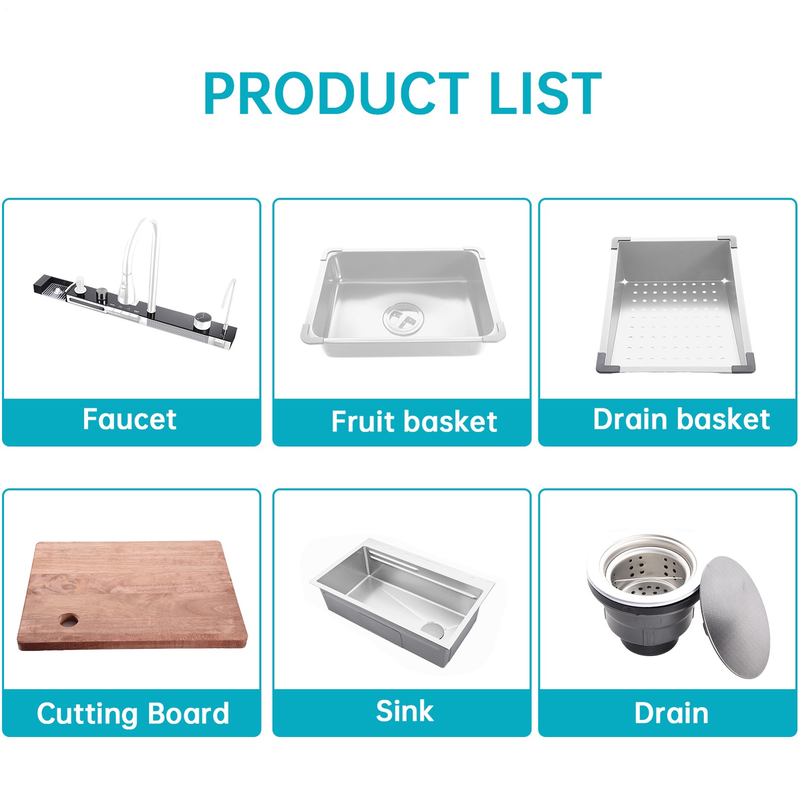 Stainless Steel Single Slot Digital Kitchen Sink Faucet Flying Rain Waterfall