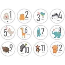 12 Pcs　Baby Pregnant Monthly Stickers Memory Recording Milestone Sticker Props