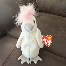 Rare Retired 1997-98 Ty Beanie Baby Kuku Cockatoo Bird Tag Errors Mint Condition