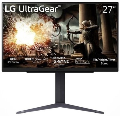 LG 27'' UltraGear 27GS75QX QHD 180Hz 1ms G-Sync Compatible IPS Gaming Monitor