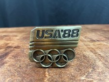 1988 Olympics Brass Metal Belt Buckle Team USA Seoul Korea 88