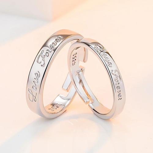 925 Silber Verlobungsring Paar Schmuck Verstellbarer Love Forever Geschenk - Bild 3 von 5