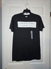 Breaking News Nobody Cares T-Shirt Woman's SMALL Black Short Sleeve Graphic NEW