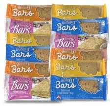 4 Flavor Benefit Bar Variety Featuring Banana Chocolate Chunk, Oatmeal Chocolate