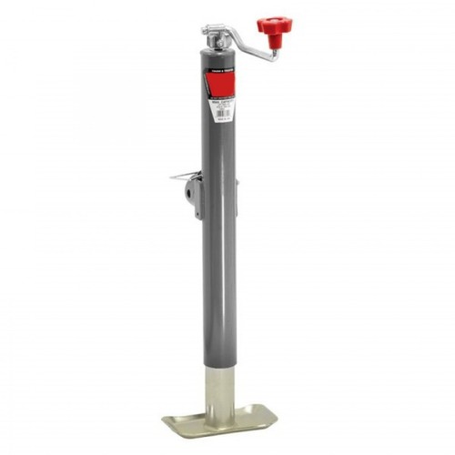 Draw-Tite Trailer Jack | Round | Swivel | Top Wind | 15in. Travel | Weld-On Grey