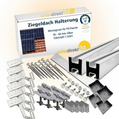 PV Montage Set Halterung Befestigung Photovoltaik Ziegeldach Solarpanel 0% 25-40