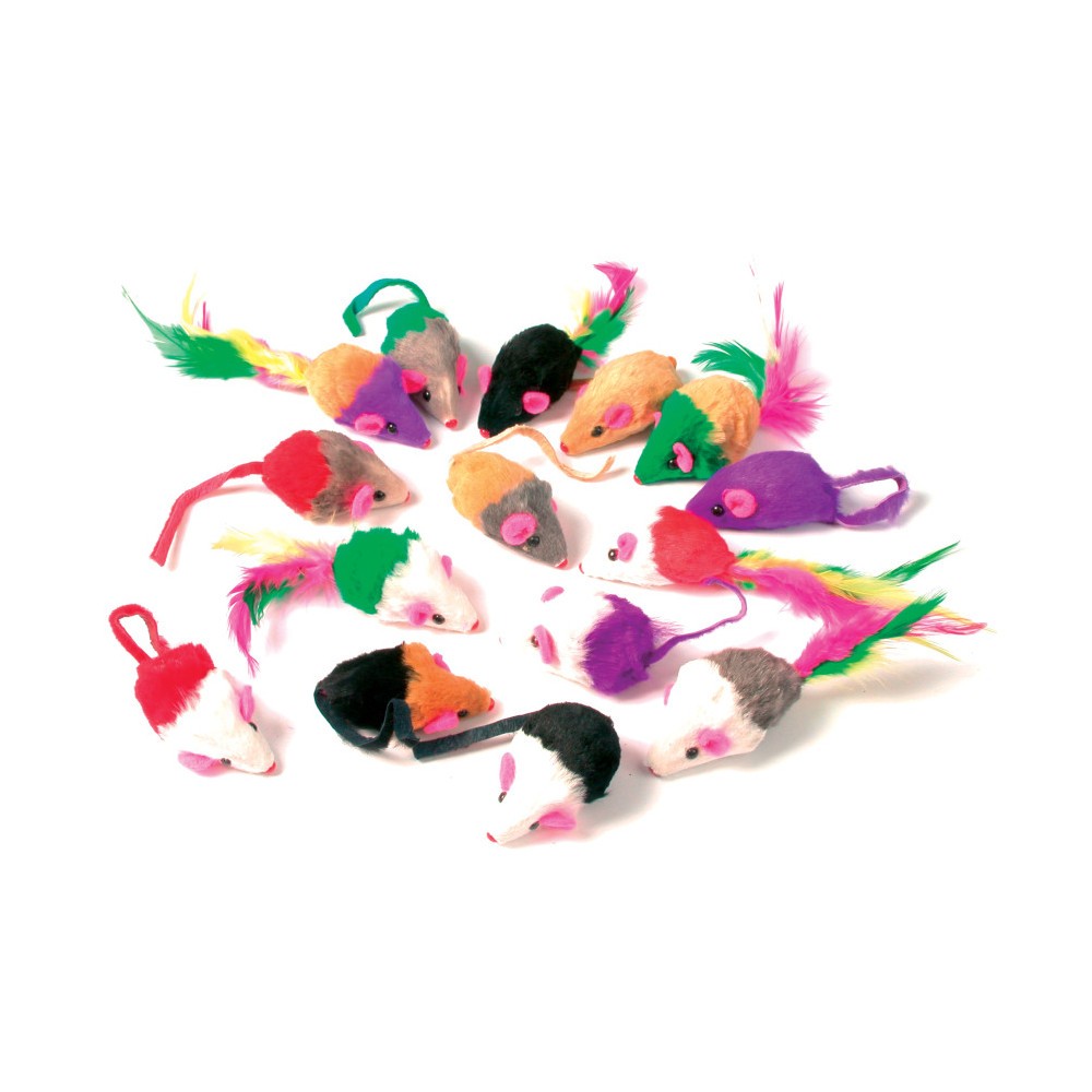 24  souris en fourrure. jouet pour chat. multi couleur .