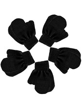 5 Pairs Toddler Mittens Magic Stretch Kids Winter Knitted 3-7 Years Black