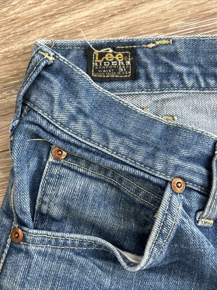 Vintage 1960s Lee Riders Sanforized Selvedge Denim Jeans SZ 30x31 Union Made - Image 3 of 4