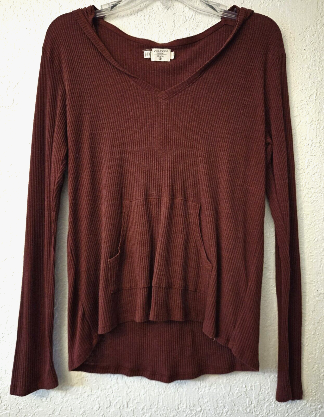 Volcom Ladys Ribbed Lightweight Hoodie Kanga Pocket Sz L (16)