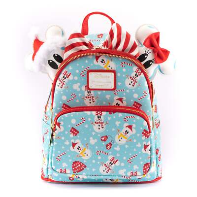 LOUNGEFLY DISNEY: MINNIE MICKEY SNOWMAN AOP MINI BACKPACK  display picture 1
