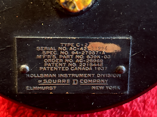 KOLLSMAN TYPE C-2 RATE OF CLIMB INDICATOR P/N 639K-03 - Picture 4 of 7
