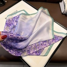 100 Silk Vintage Purple Lavender Neckerchief Tied 53 Small Scarf Square Bandana