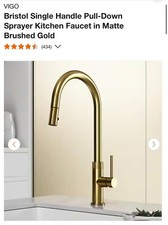 VIGO Bristol Single Handle Pull-Down Sprayer Kitchen Faucet - Matte Brushed Gold