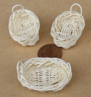 1:12 escala 3 cestas de mimbre 4cm X 3cm X 1.7cm tumdee Casa de Muñecas en Miniatura N