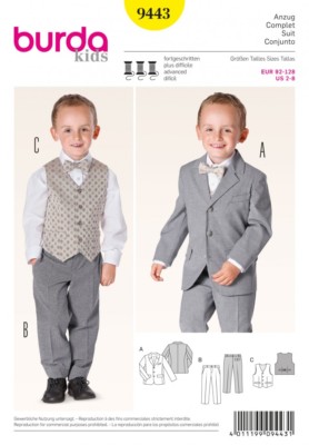 Burda Kinder Schnittmuster 9443 Hosen-, Sakko- & Westenanzug (Bur...
