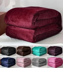 Solid Flannel Throw Plush Cozy Super Soft Bed Blanket: All Sizes Available