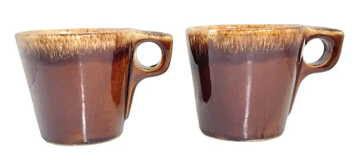 Pair of Vintage Hull Oven Proof USA Drip Glaze Brown Mugs – Retro Coffee Cups