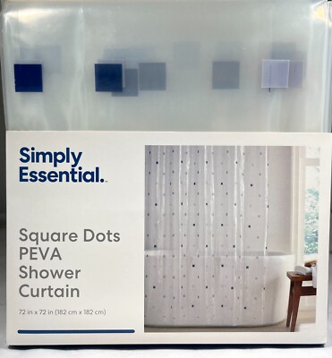 Simply Essential Square Dots PEVA Shower Curtain 72'' x 72''