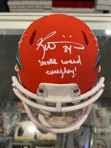 RICKY WILLIAMS MIAMI DOLPHINS SIGNED MINI HELMET SMOKE WEED  EVERY DAY JSA WIT - Picture 1 of 3