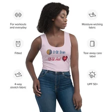 "8-Bit Brain" Women's Crop Top Geek Romance Graphics Love Gaming Heart Pixel
